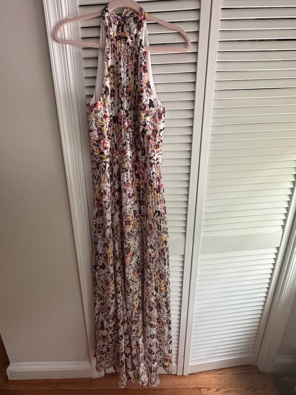 Betsey Johnson Pollack Floral Pleat Halter Maxi Dress Size 8